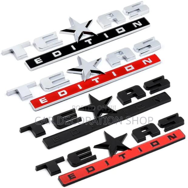 Car Decal Texas Edition Logo in Chrome Black Letter,Black Matte
