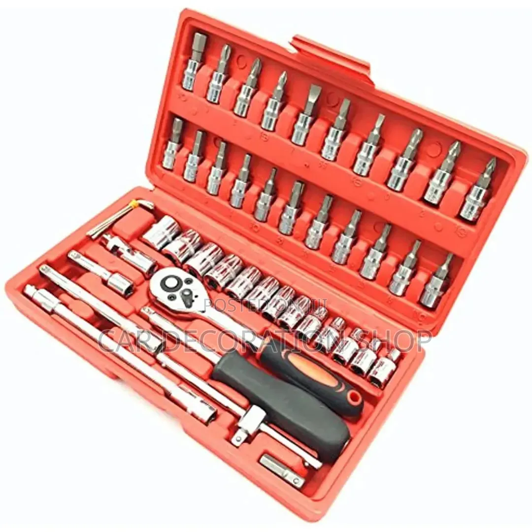 46pc 1/4 Drive Socket and Ratchet Tool Repair Maintenance