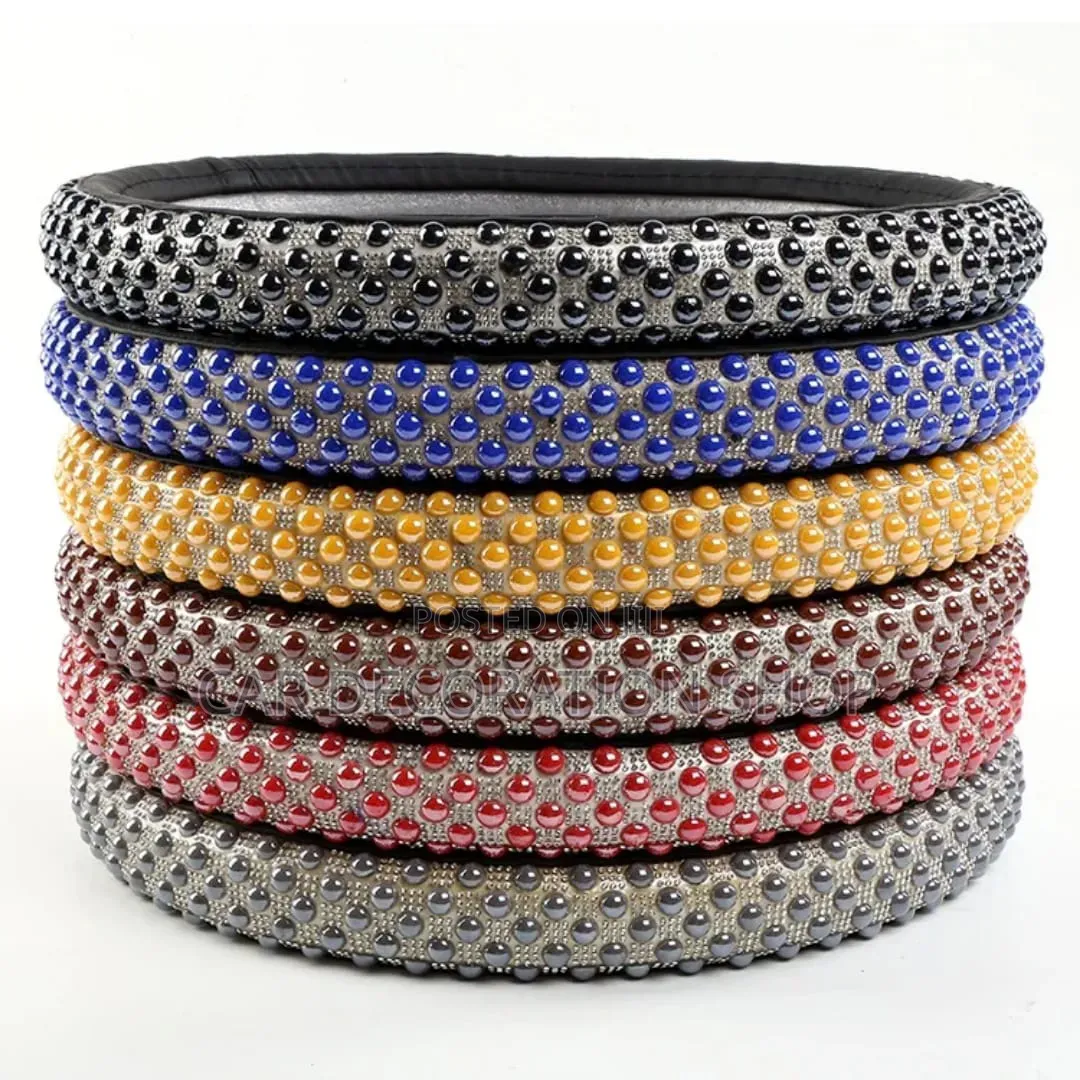 Rhinestone Studded Microfiber Leather Steering Wheel Cover