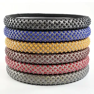 Rhinestone Studded Microfiber Leather Steering Wheel Cover