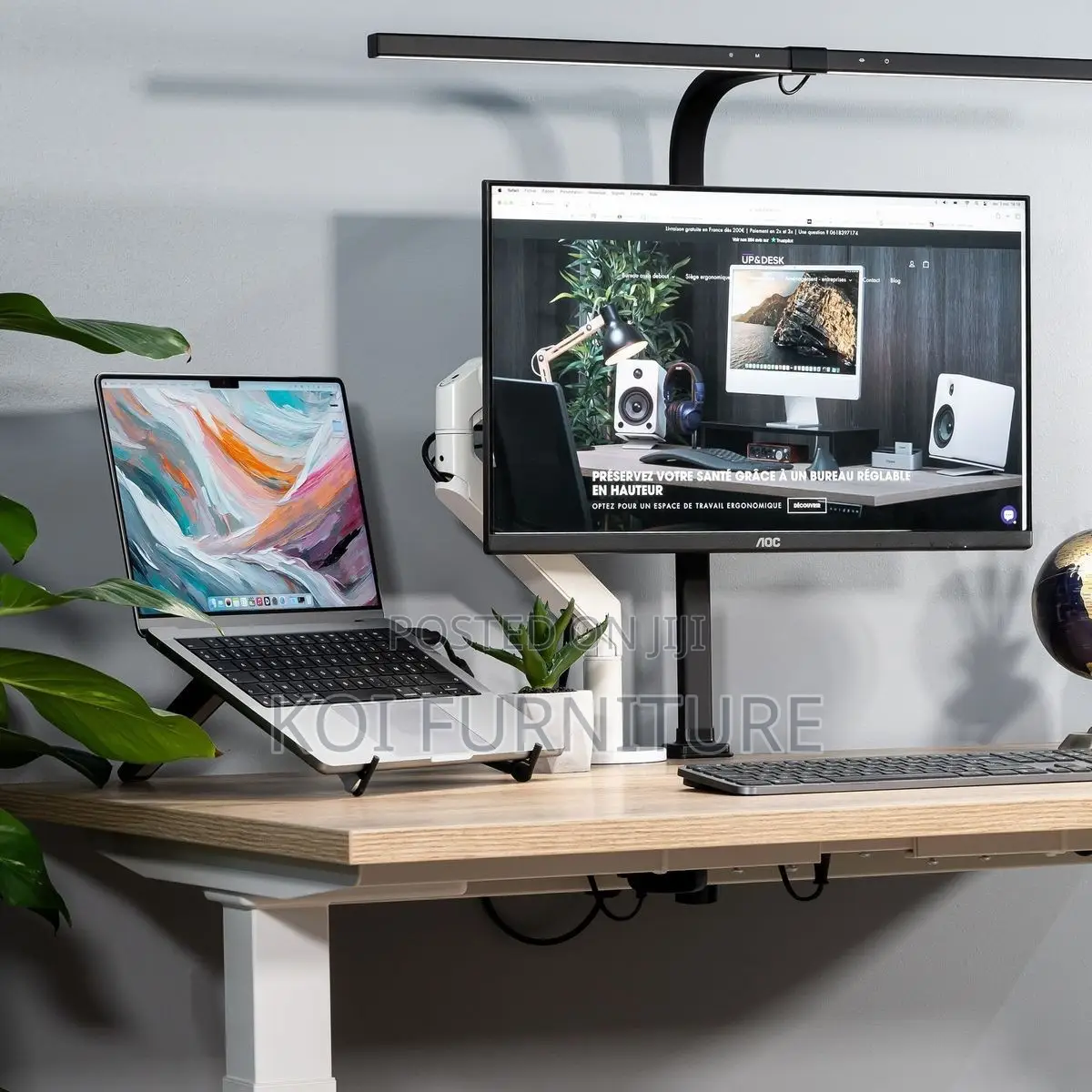 Office Desk; 180cm Minimalist WFH Inspo Adjustable Desk for Gamers