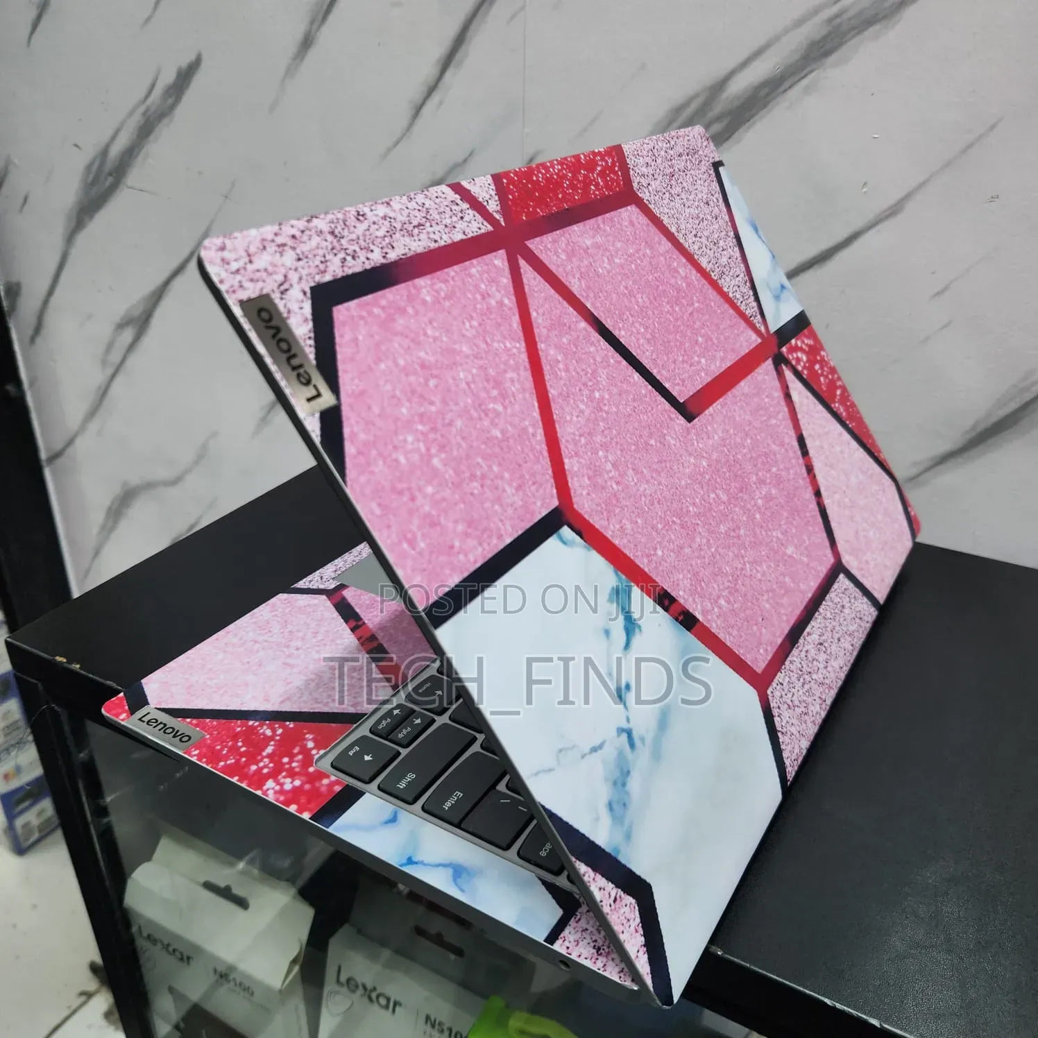 Pink and White Geometric Marble Pattern