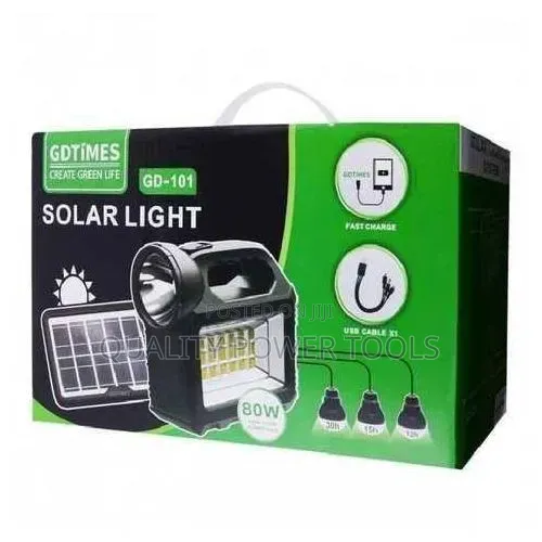 Gdtimes Solar Lighting System Kit With 3 Led Lights, Solar Panel,