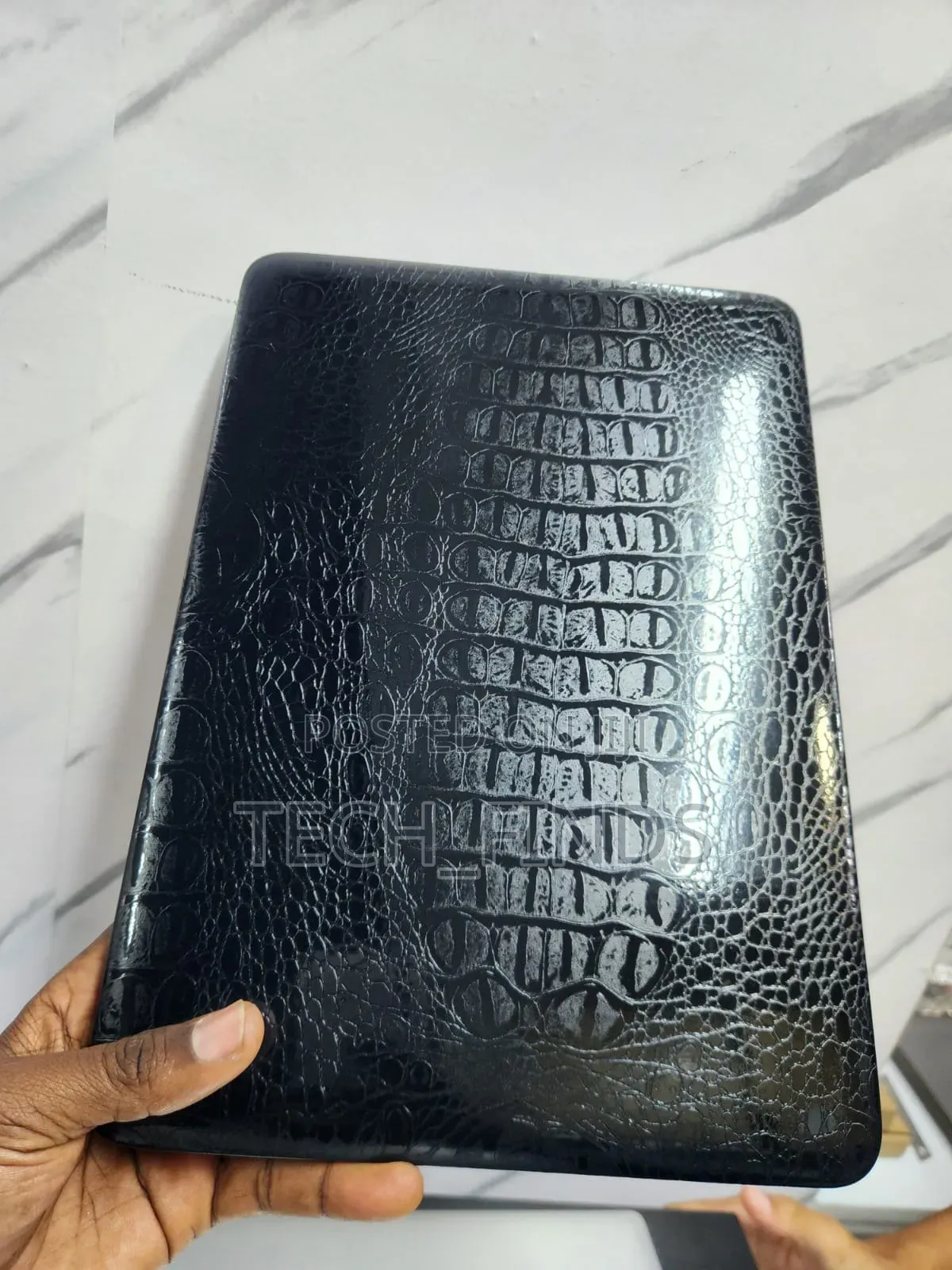 Black Crocodile Pattern Synthetic Leather Laptop Skin