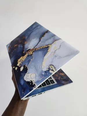 Blue and Gold Marble Patterned Vinyl Laptop Skin