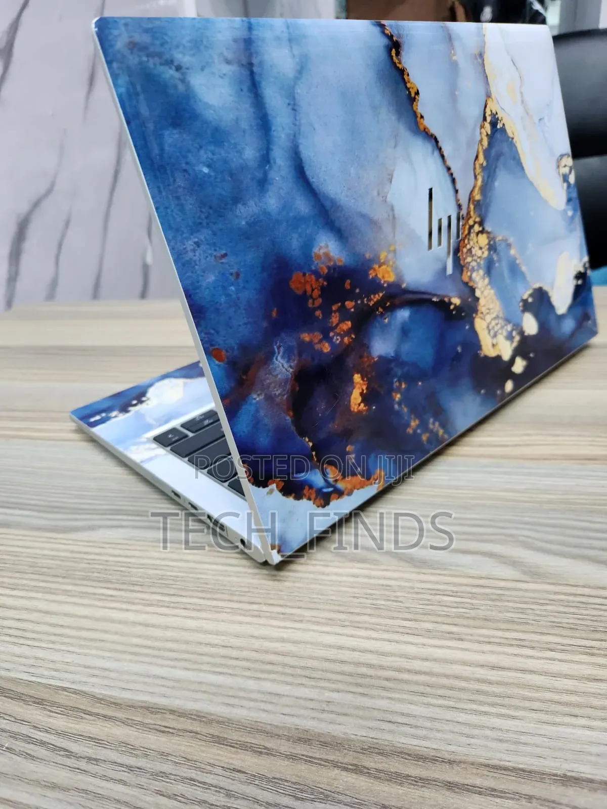 Blue and Gold Marble Patterned Vinyl Laptop Skin