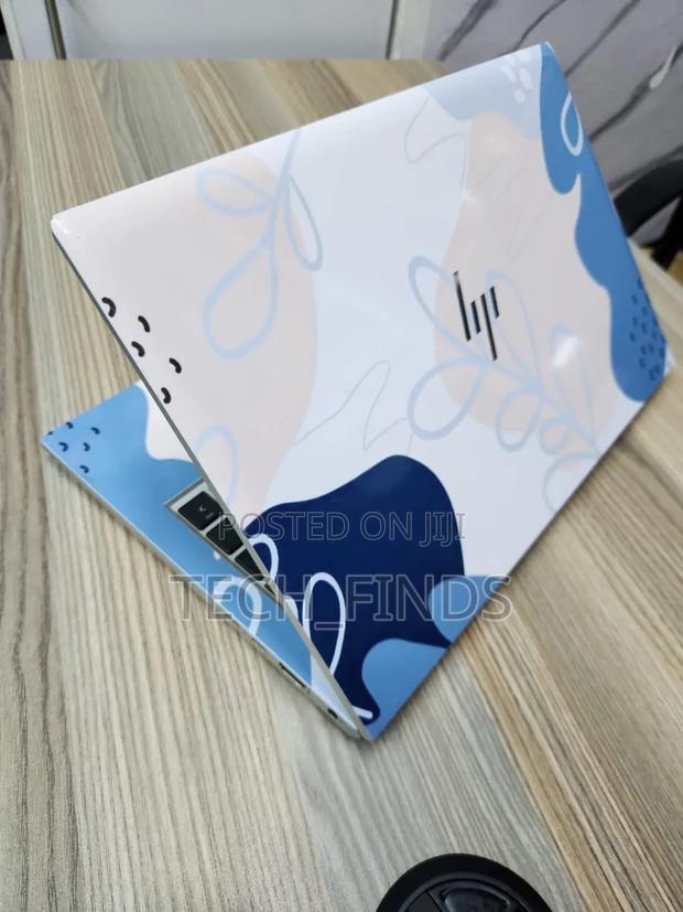 Blue and White Abstract Floral Pattern Laptop Skin