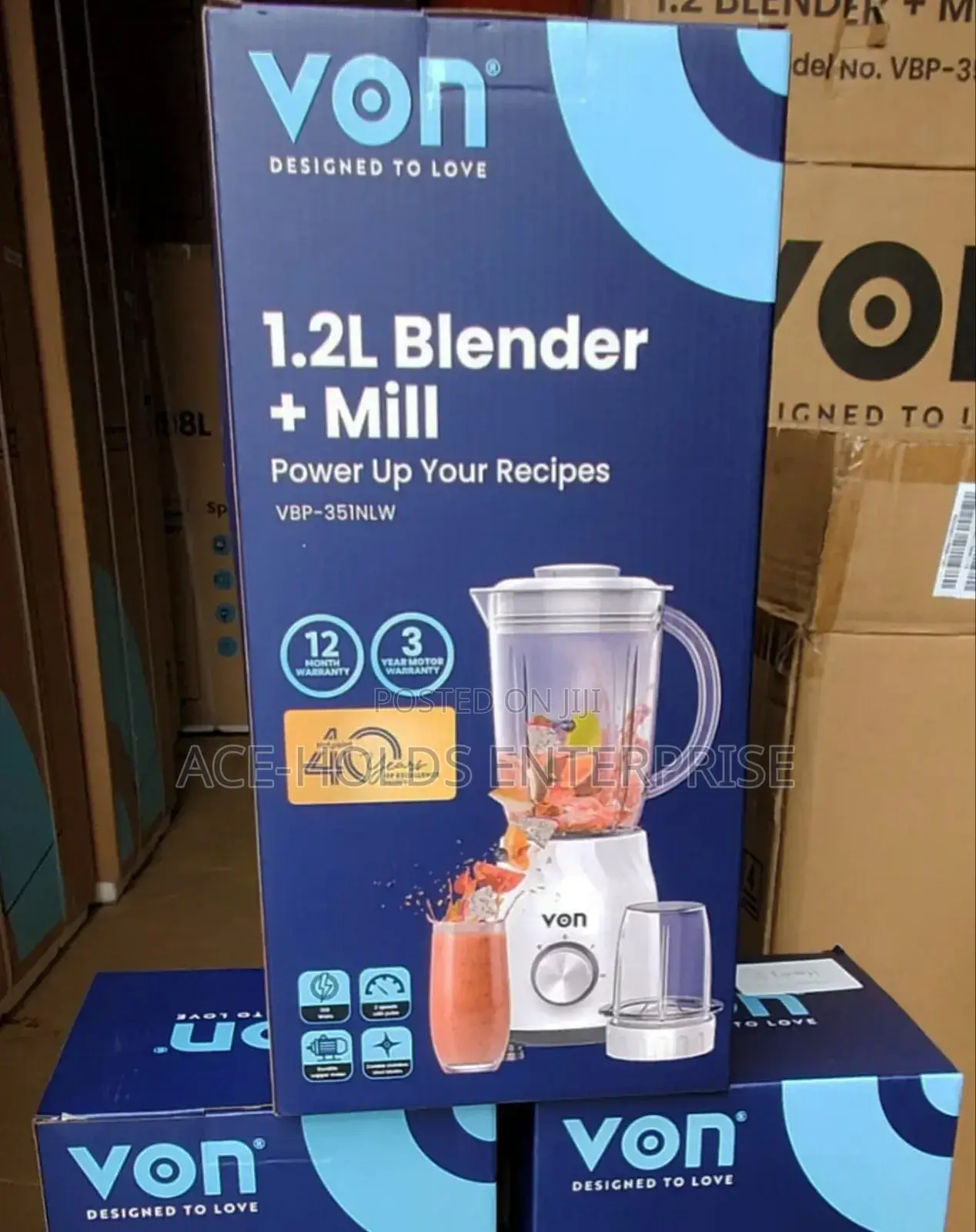 1.2 Litres Von Electric 2 in 1 Blender/ Grinder