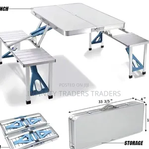 Portable Picnic Camping Chair and Table Set With 4 Seats