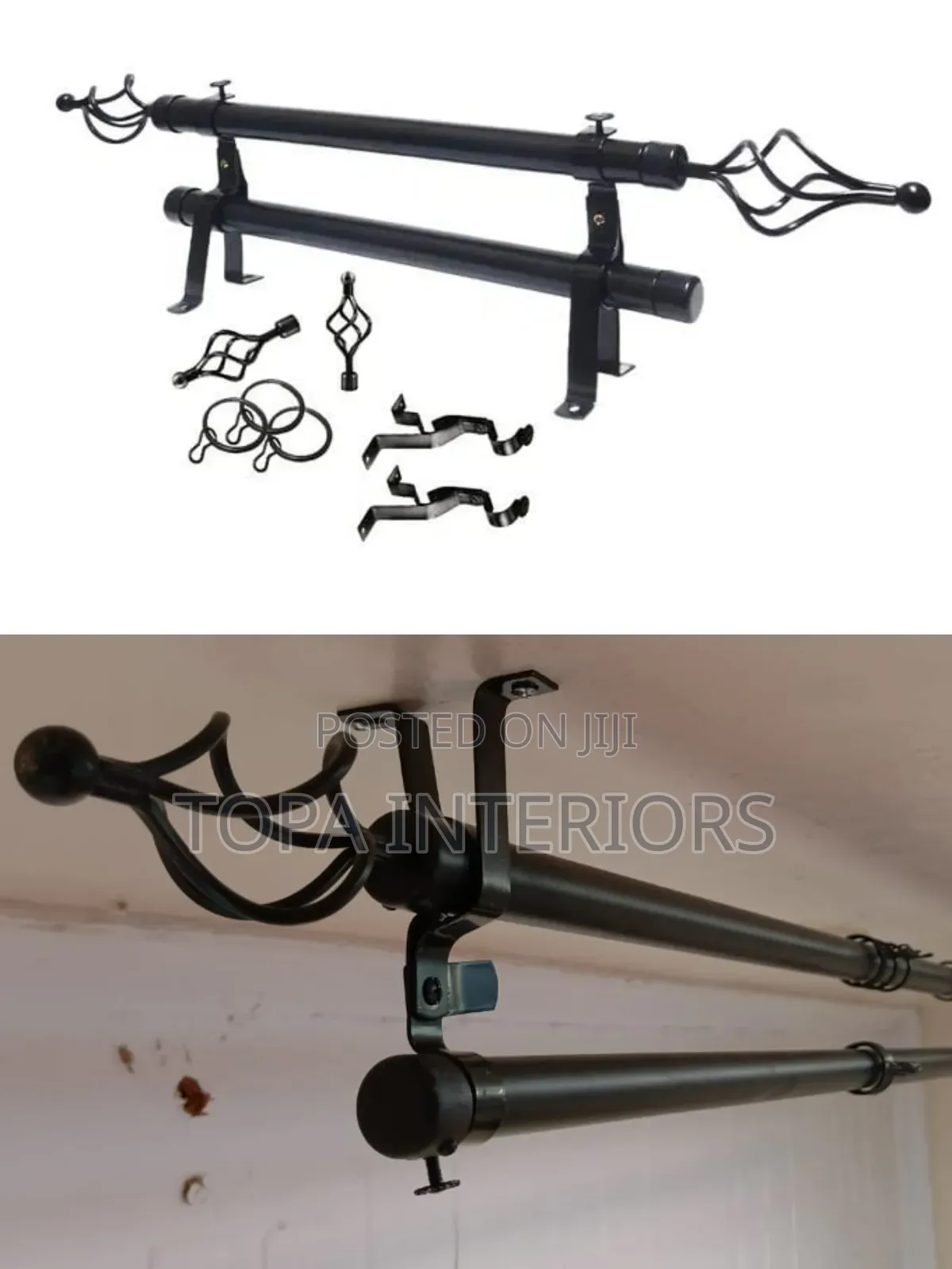 Window Decoration Black Extendable 2m Double Curtain Rods