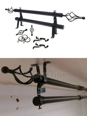 Window Decoration Black Extendable 2m Double Curtain Rods