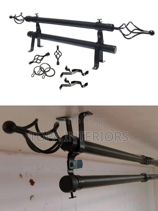 Window Decoration Black Extendable 2m Double Curtain Rods