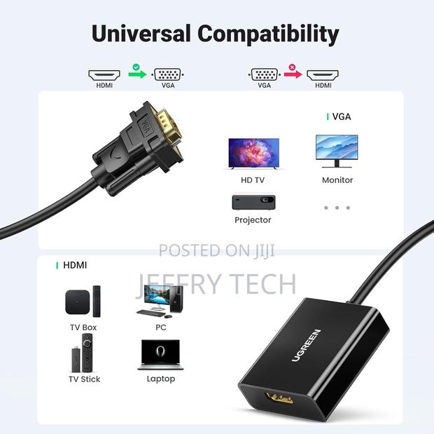 Ugreen Hdmi to Vga, Hdmi to Vga Adapter Connector(Female to Male) With - thumbnail 2