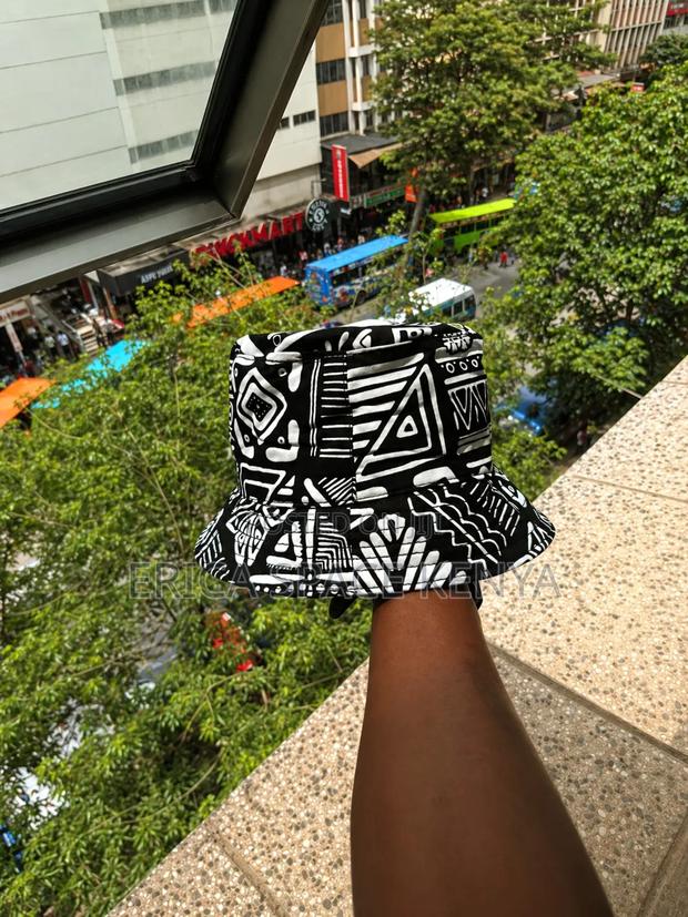 African Print Black and White Bucket Hat