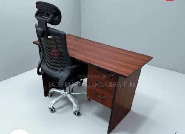 Dark Walnut Desk With Headrest Office Highback Chair