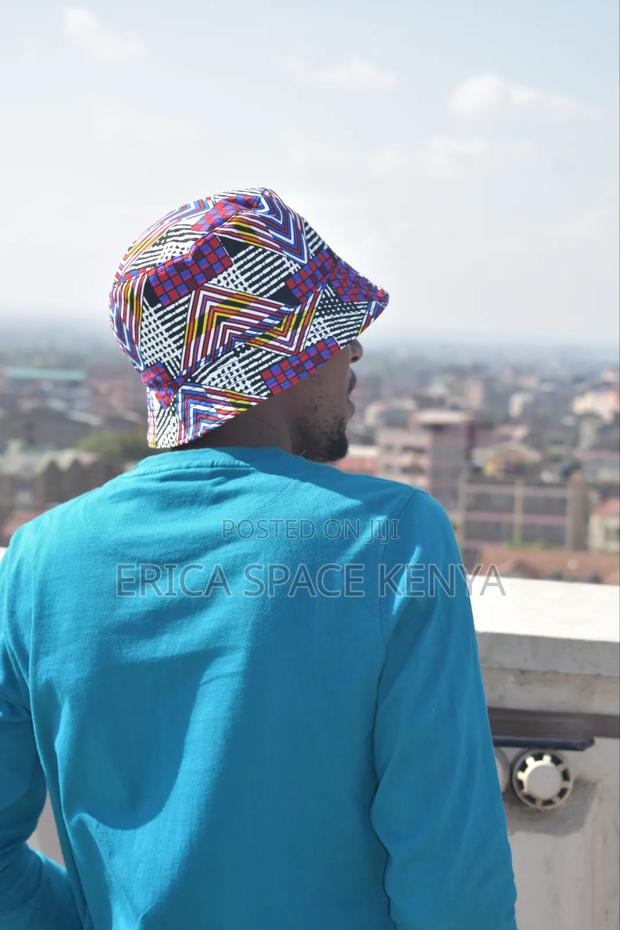 African Print Blue Patterned Bucket Hat - thumbnail 2