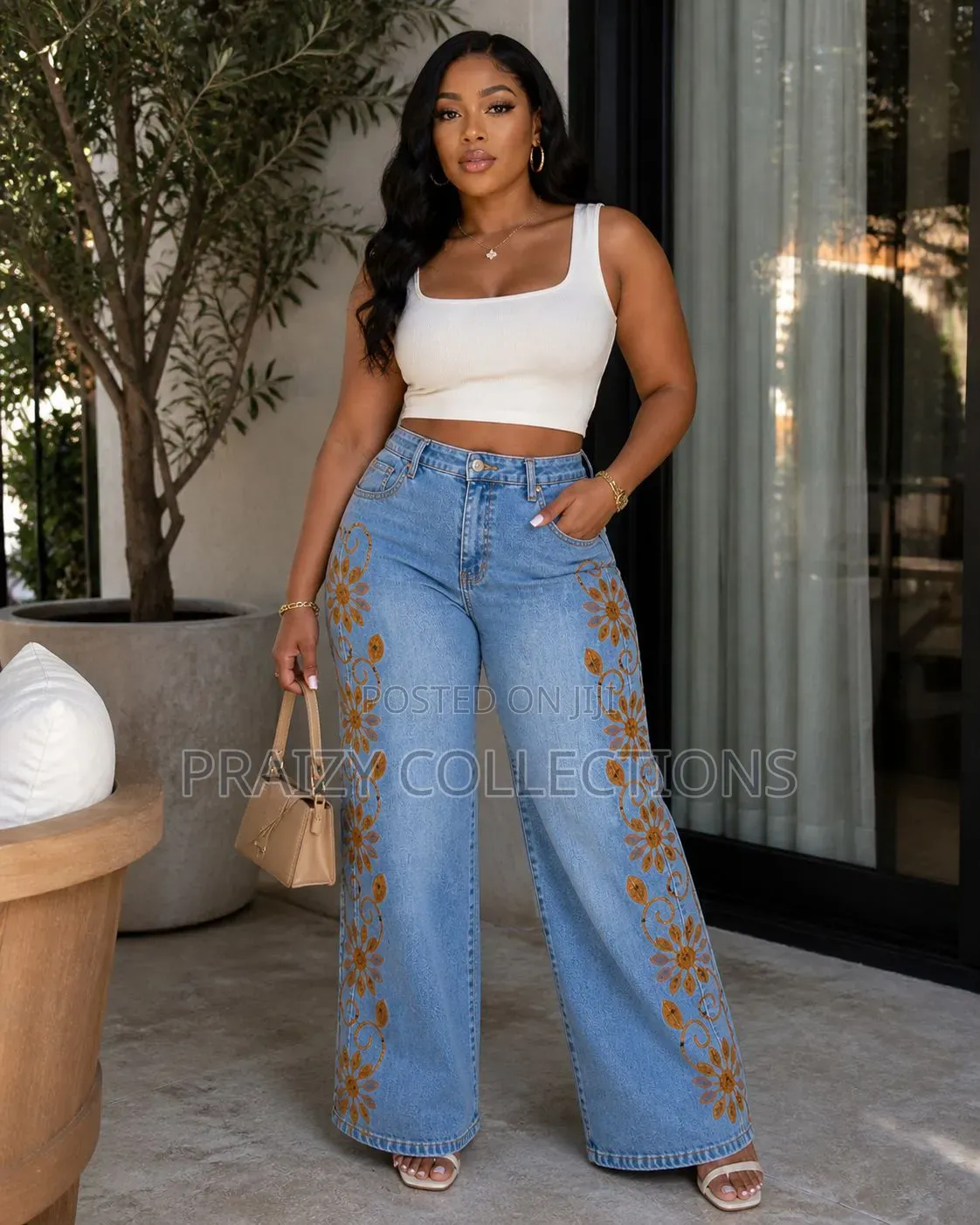 Embroidery Mummy Jeans