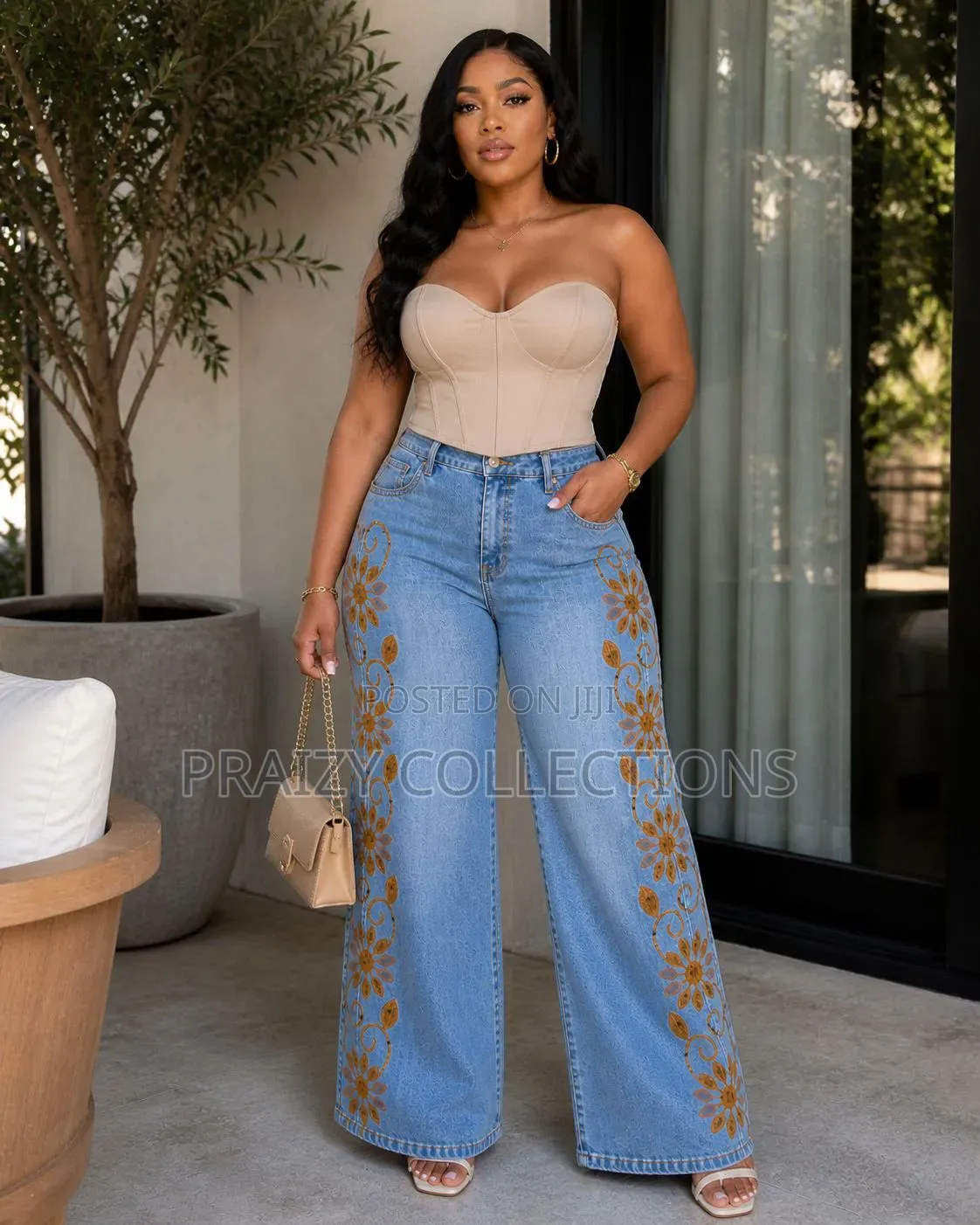 Embroidery Mummy Jeans