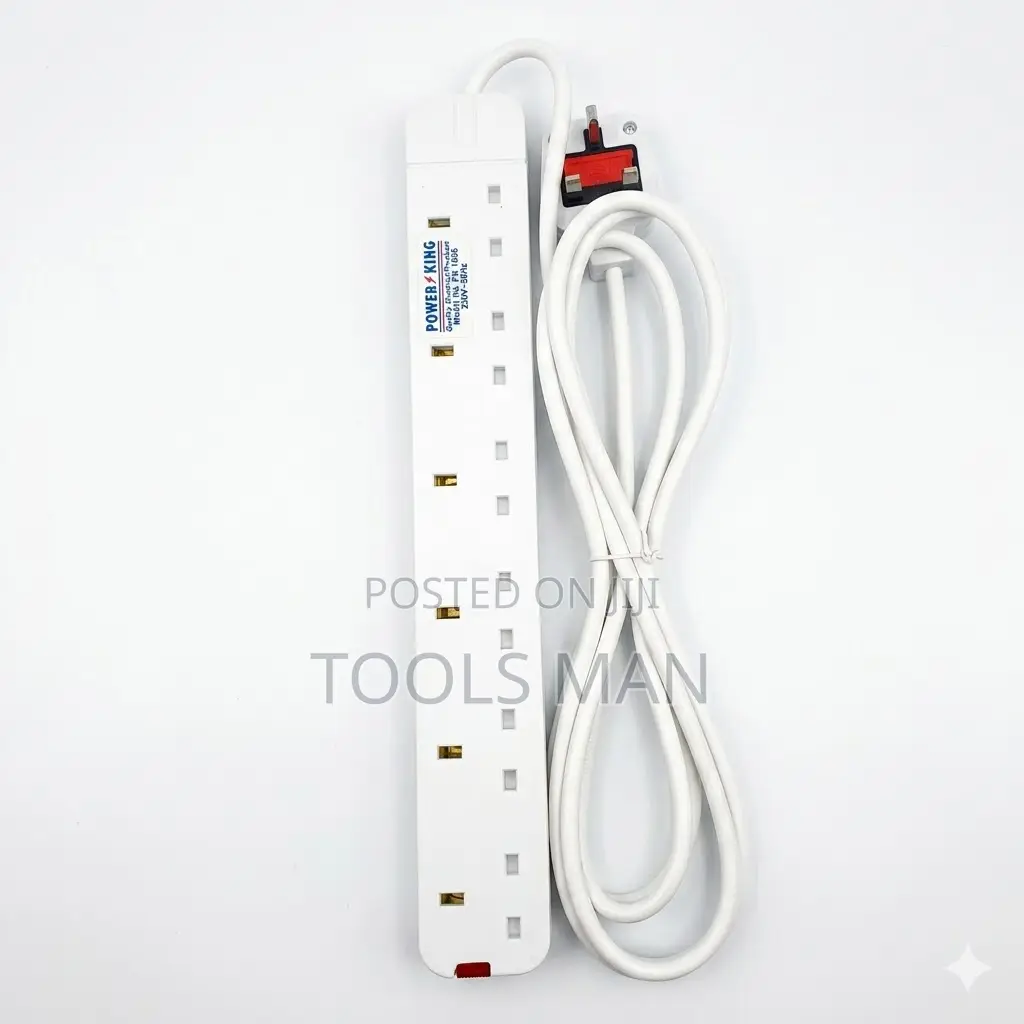 Power King 6-Way Extension Socket Heavy Duty 13a 3m Long Cable