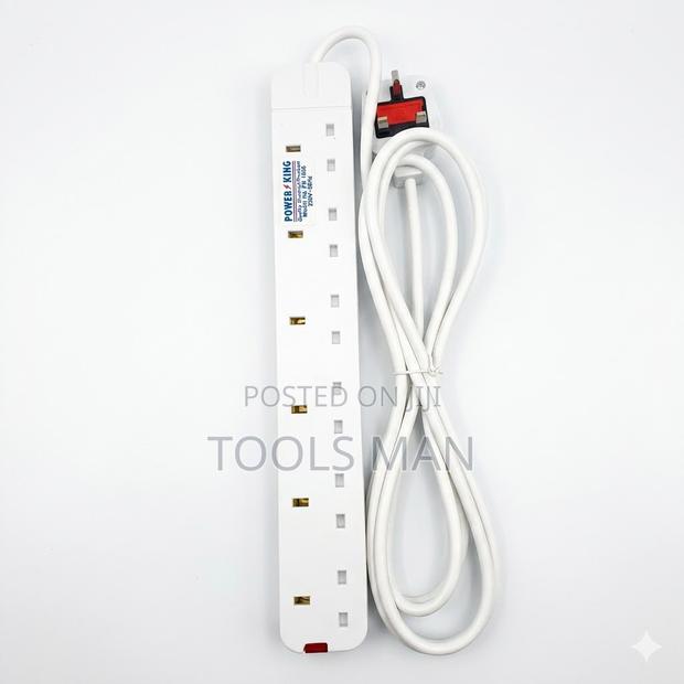 Power King 6-Way Extension Socket Heavy Duty 13a 3m Long Cable