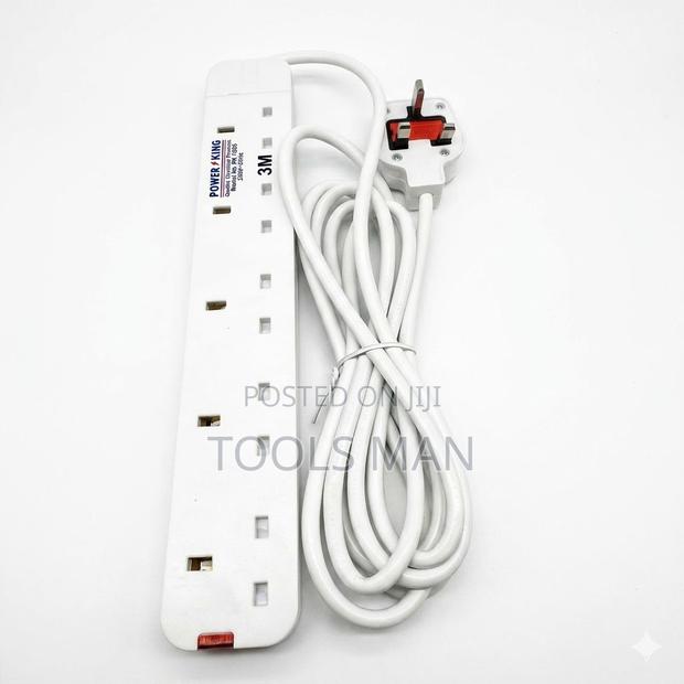 Power King 5-Way Extension Socket - 3m Heavy Duty Cable 13a Fused