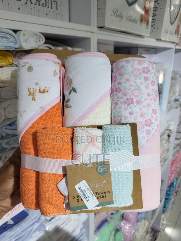 6pc Hooded Towels and Washcloths - main view