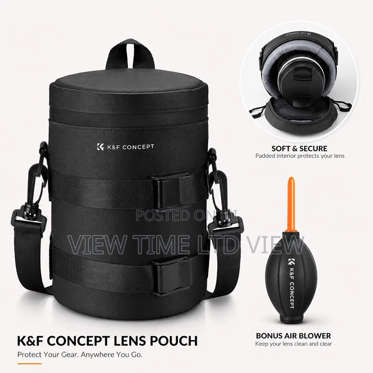 K F Concept Camera Lens Pouch – Below 3.5×7.1 (D X H) – Large