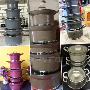 5-Piece Granite Cookware Set With Glass Lids