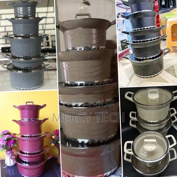5-Piece Granite Cookware Set With Glass Lids