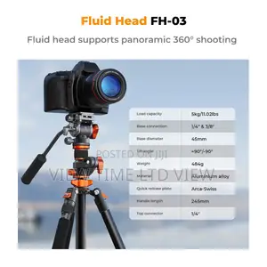 Fluid Head Video Tripod 91" T254a7+Fh-03