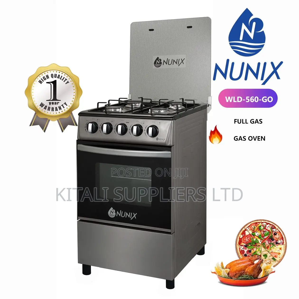 Nunix Standing Cooker Full Gas + Gas Oven 50×55