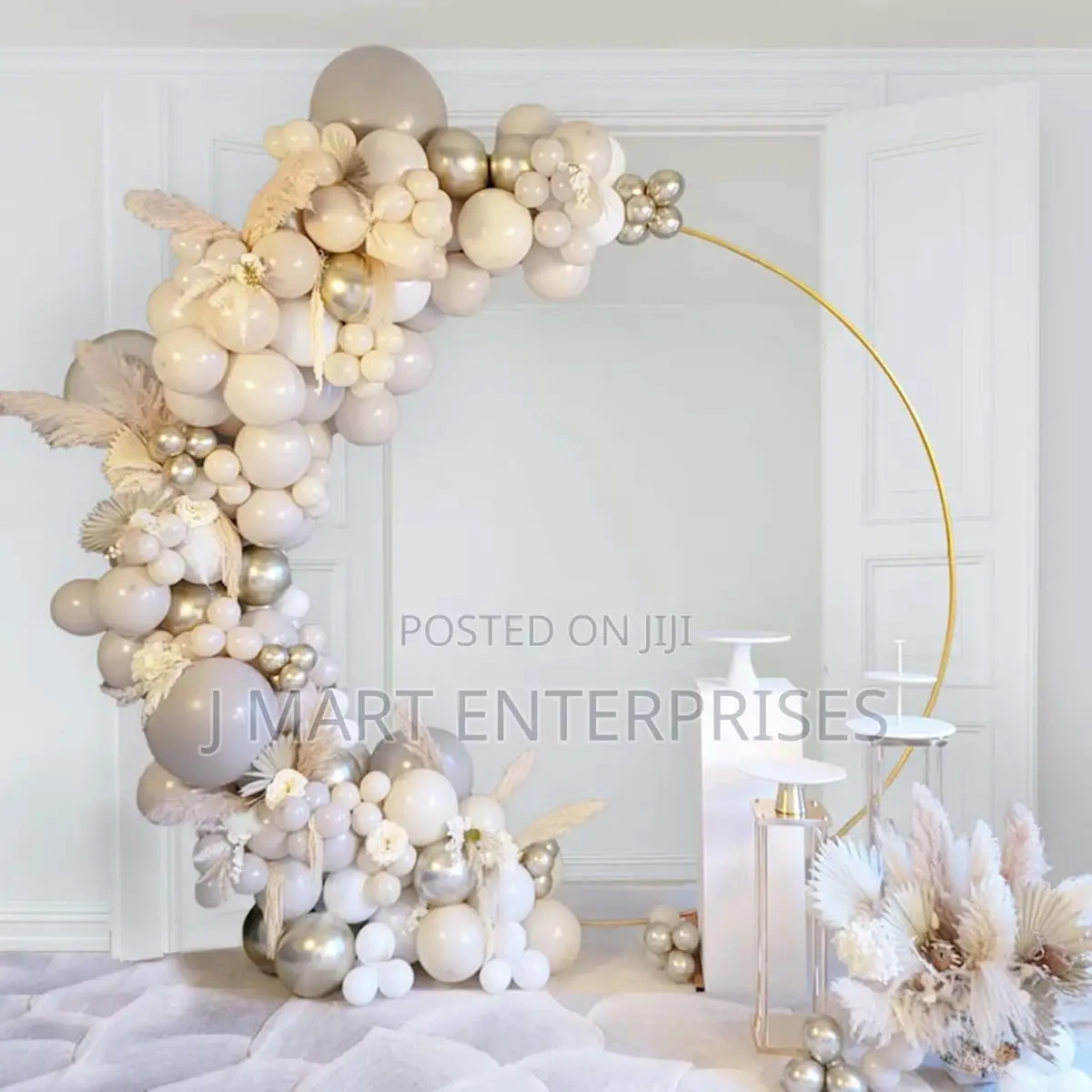 6.6 Ft Round Arch Backdrop Stand, Gold Metal Circle