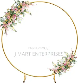 6.6 Ft Round Arch Backdrop Stand, Gold Metal Circle