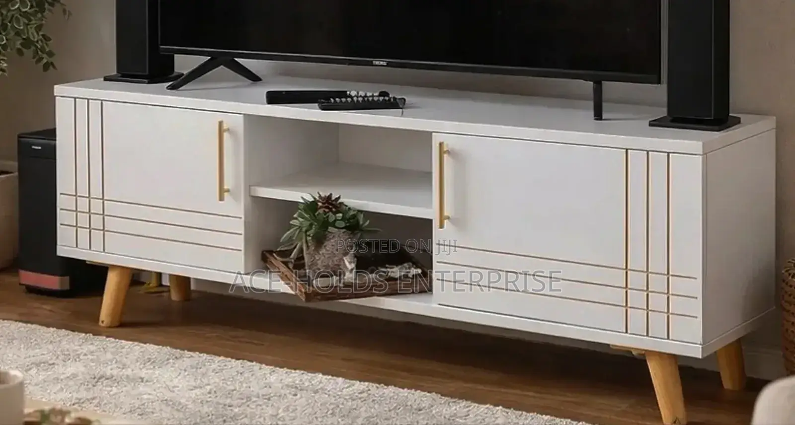 Sydney Modern Wooden Tv Stand 4ft - White (Laminated Mdf)