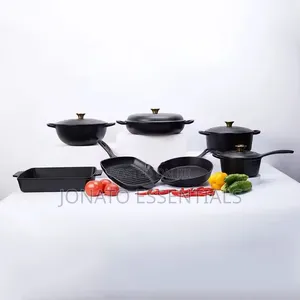 11-Piece Heavy Duty Enamel Cast Iron Cookware Set + Lids