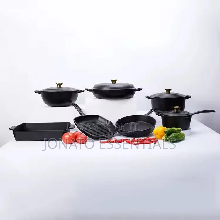 11-Piece Heavy Duty Enamel Cast Iron Cookware Set + Lids