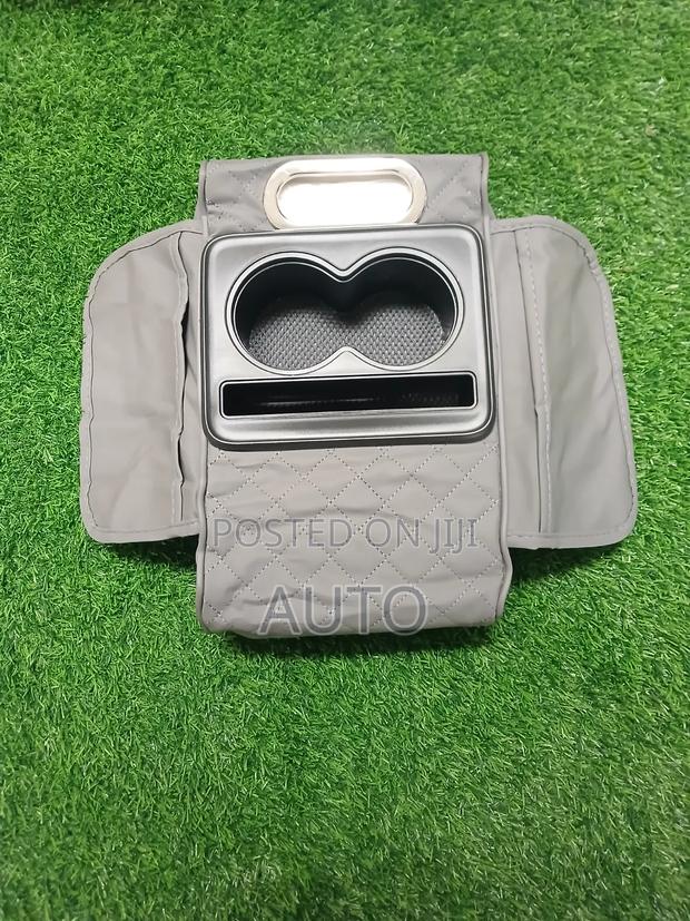 Luxury Grey Car Armrest Console Organizer | Cup Holder Storage - main view