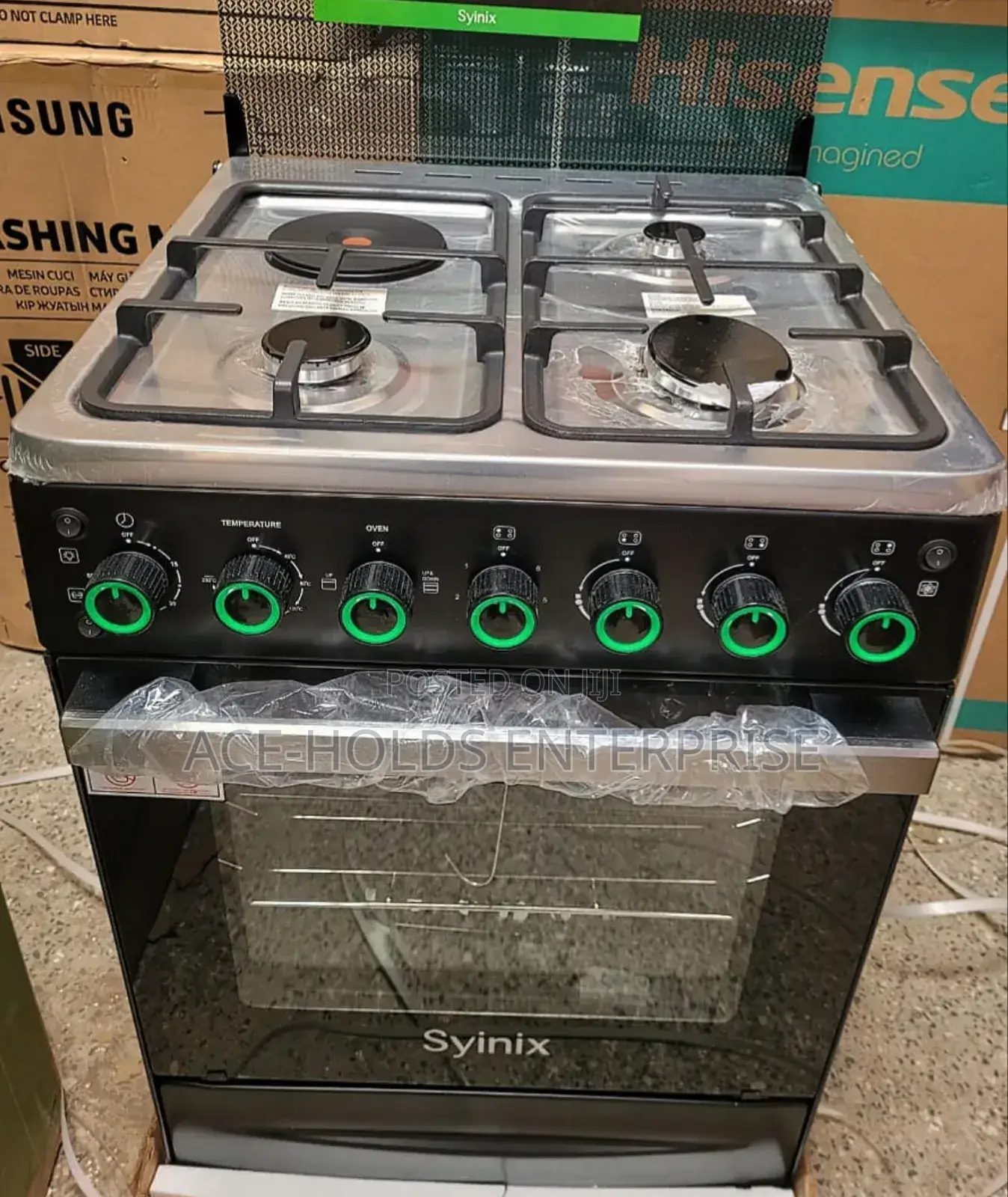 Syinix 60*60 - 3+1 Standing Gas Cooker 
With Electric Oven
