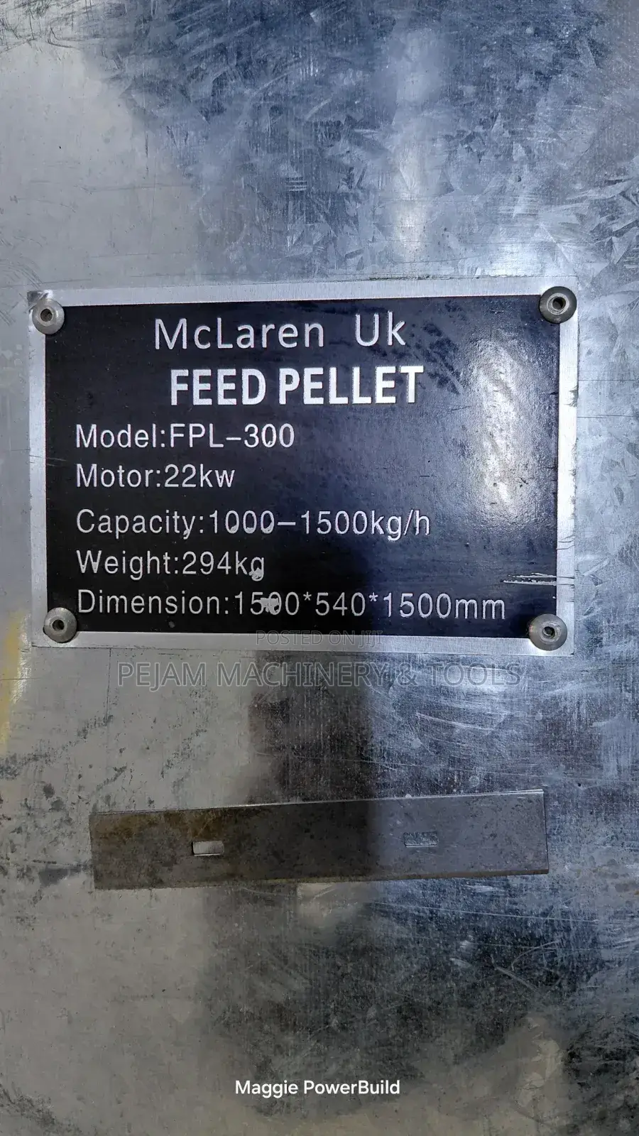 McLaren Uk Feed Pelletizer 1500kg/Hr 22kw Three Phase Motor 4 Dyes