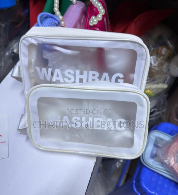 White 2 in 1 Transparent Wash Bag Set / Makeup Bag - main view