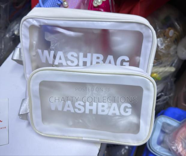 White 2 in 1 Transparent Wash Bag Set / Makeup Bag - thumbnail 3