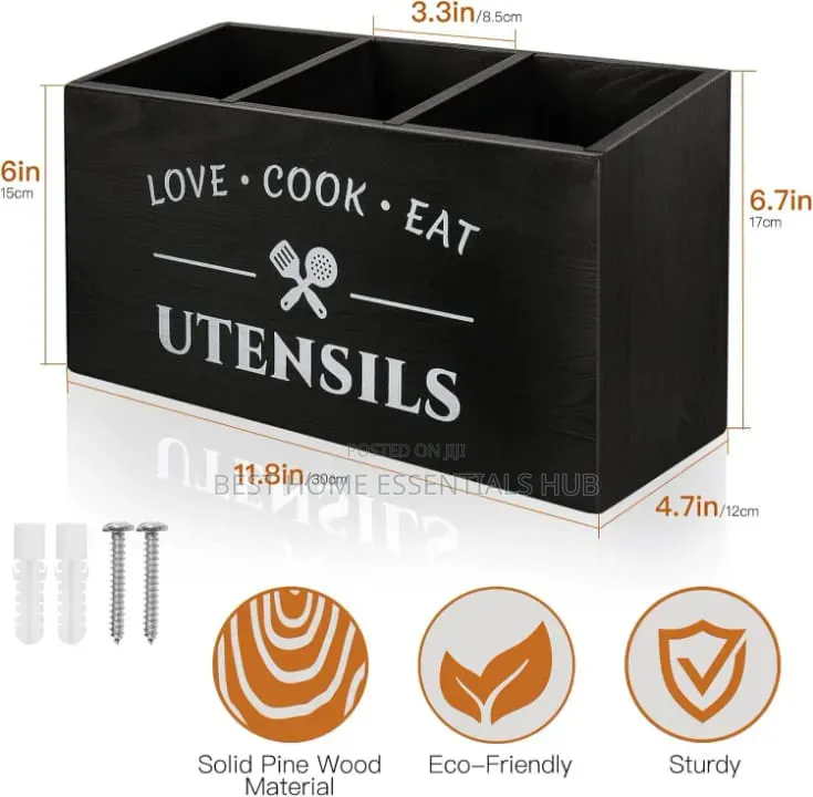 *Rustic Wooden Cutlery/Utensils Organizer