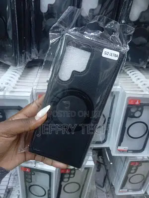 Black Faux Leather Phone a Built-in Magnetic Ring and Kickstand,