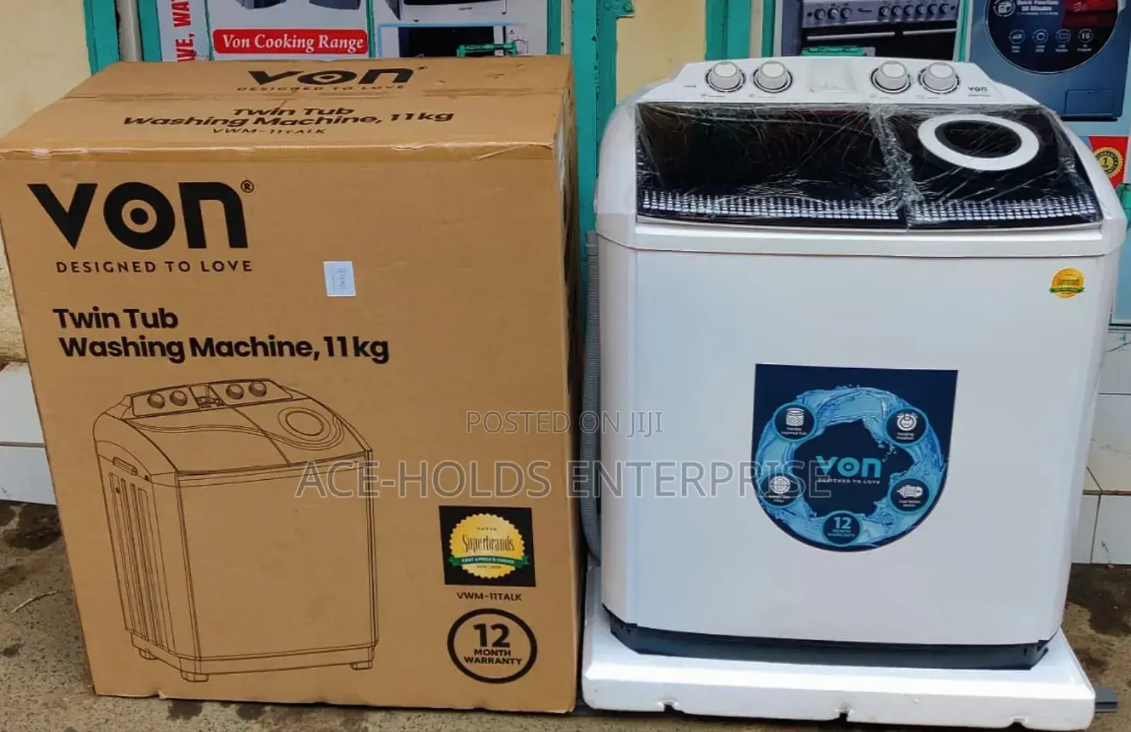 Von 11kgs Semi-Automatic Twin Tub Washing Machine