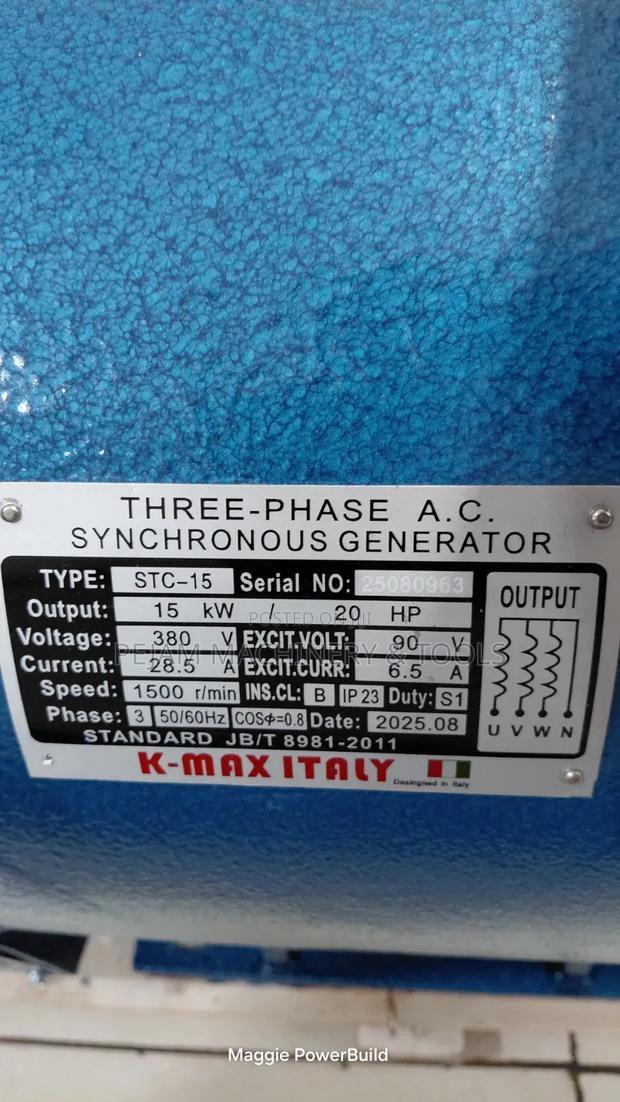 Kmax 20hp Three Phase Synchronous Alternator With Pulley - thumbnail 2