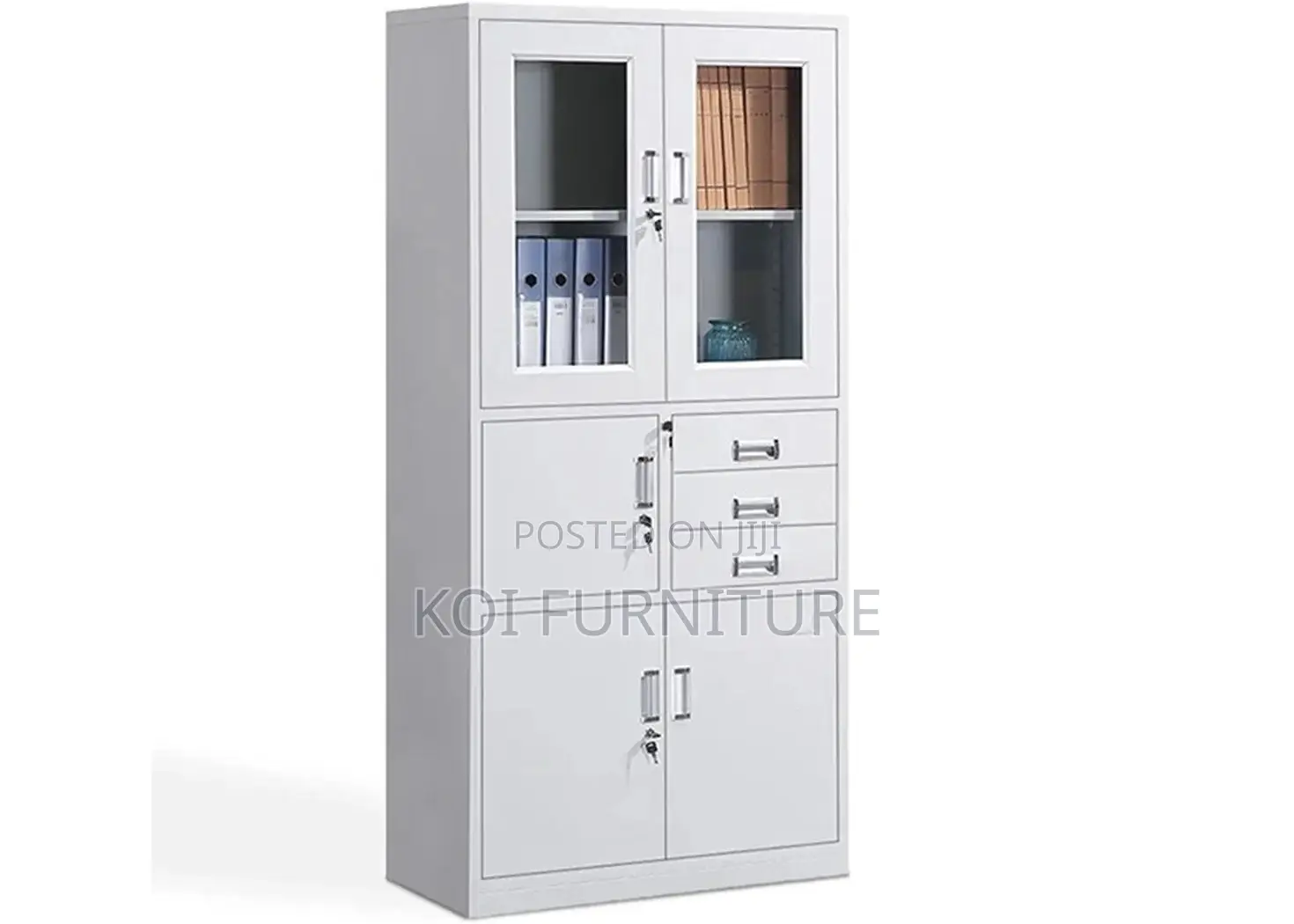 Office Cabinet; 2 Doors Pari Walmut Grey Executive Cabinet