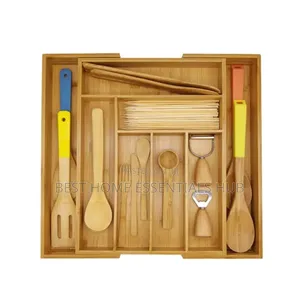 Expandable Bamboo Cutlery Organiser