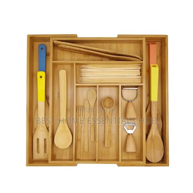 Expandable Bamboo Cutlery Organiser