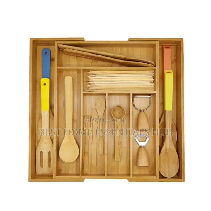 Expandable Bamboo Cutlery Organiser