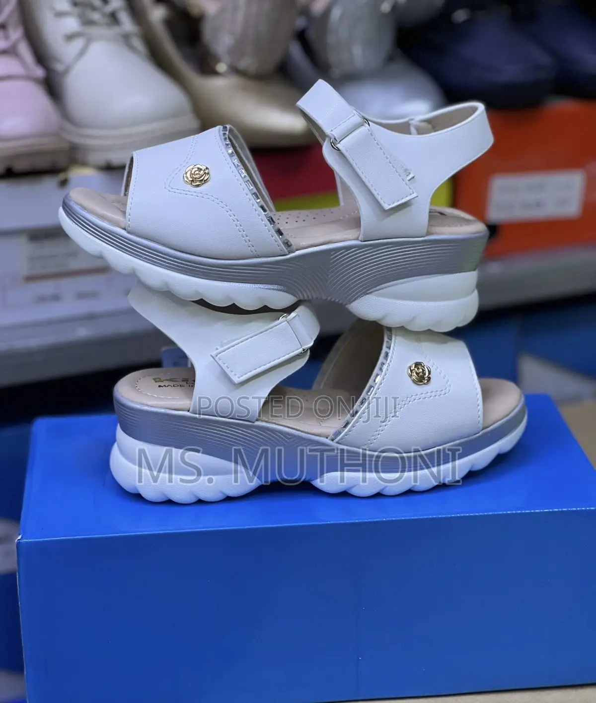 Girls White Wedge Sandals Size 26-36